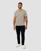 V-Neck Tee - Non-Branded-Heather Tan-Full--Model---M-Regular