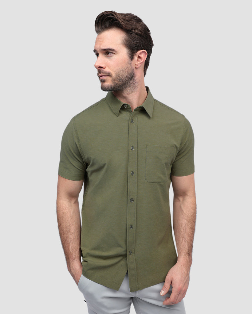 Button Up - Non-Branded-Olive Green-Front--Alex---M