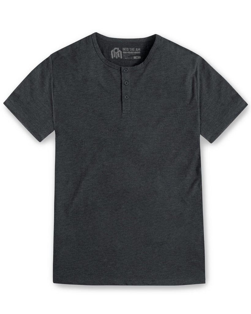 Henley Tee - Non-Branded-Charcoal-Front