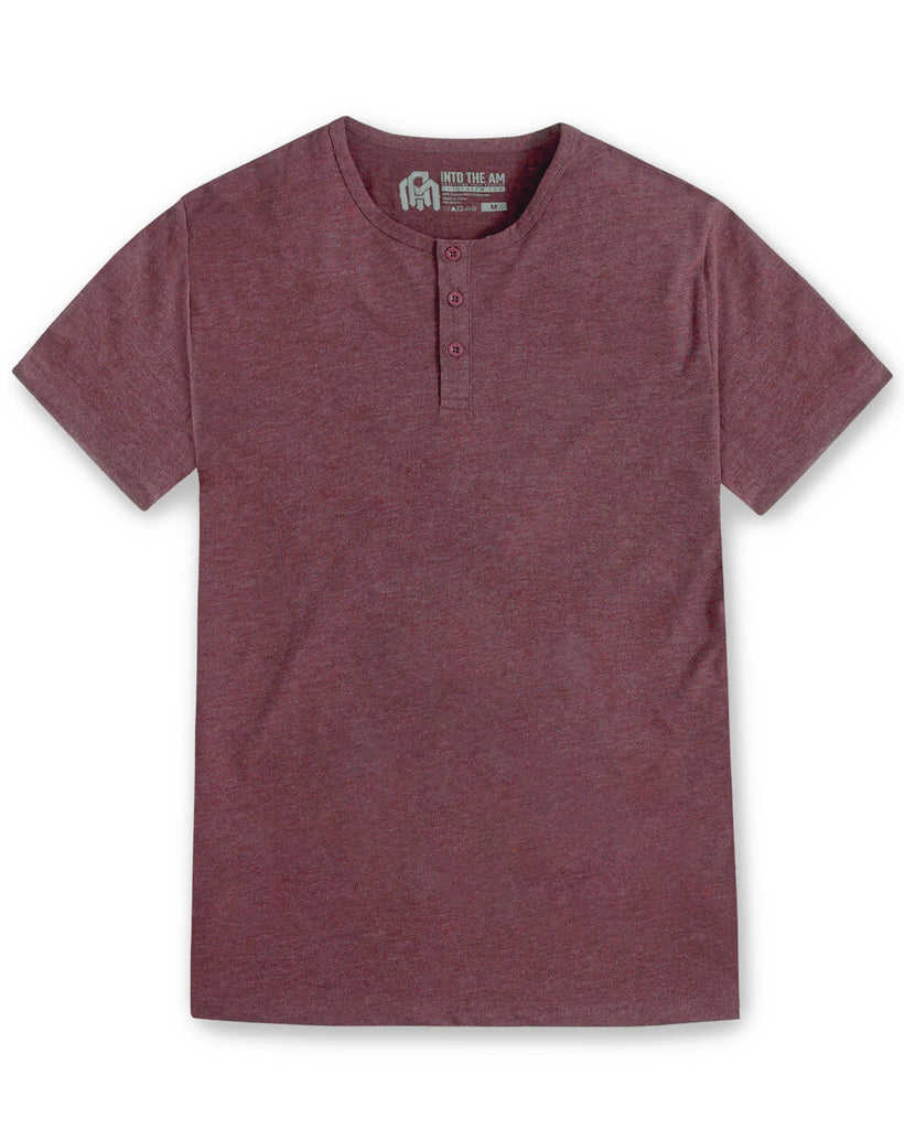 Henley Tee - Non-Branded-Maroon-Front