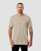 V-Neck Tee - Non-Branded-Cream-Front--Model---M-Regular