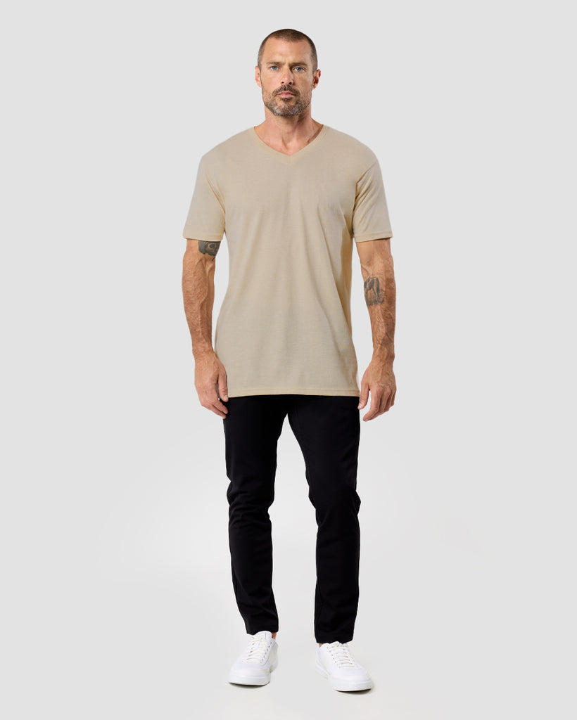 V-Neck Tee - Non-Branded-Cream-Regular-Full--Zac---L