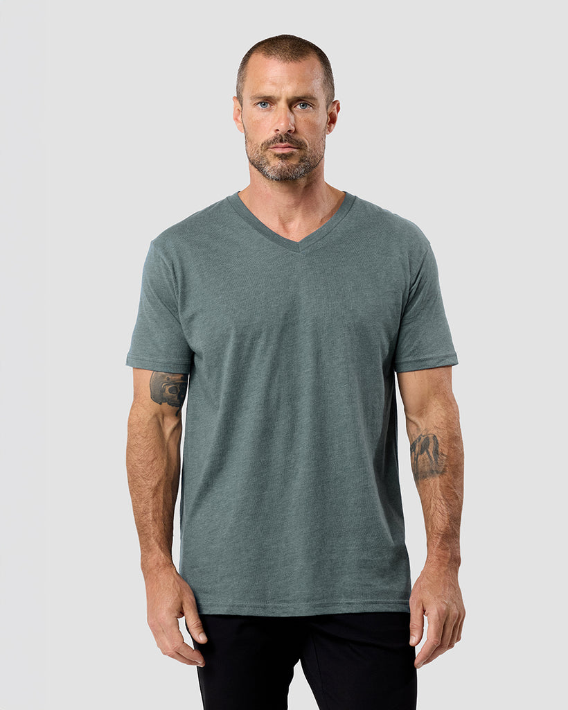 V-Neck Tee - Non-Branded-Indigo-Regular-Front--Zac---L