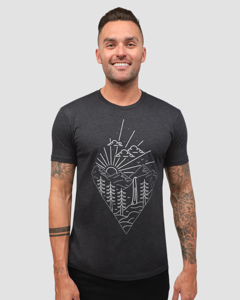 Picturesque Tee-Charcoal-Front--Zach---L
