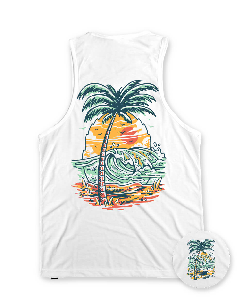 Pineapple Paradise Tank-White-Regular-Mock--Model---M