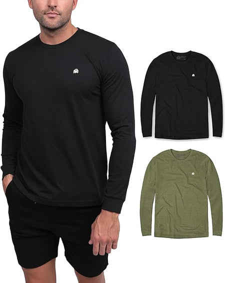 Long Sleeve Tee 2-Pack - Branded-Black/Olive Green