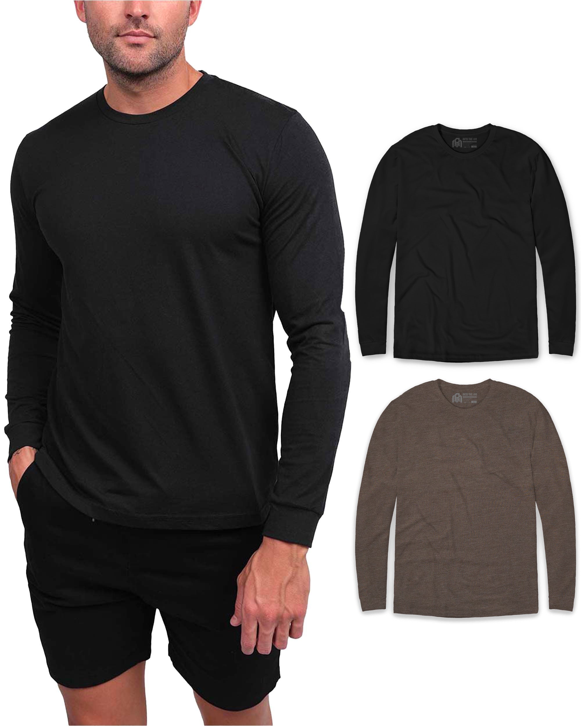 Long Sleeve Tee 2-Pack - Branded-Black/Brown