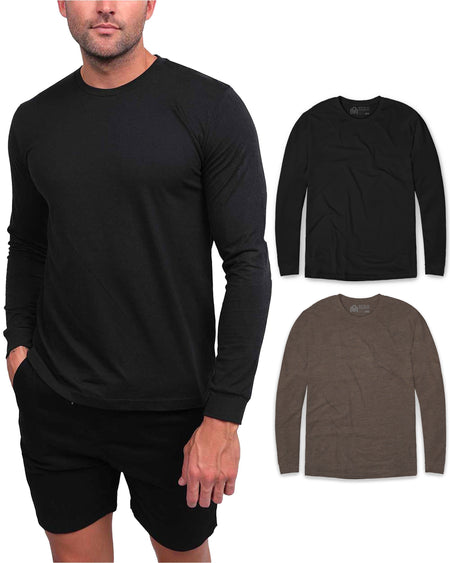 Long Sleeve Tee 2-Pack - Branded-Black/Brown
