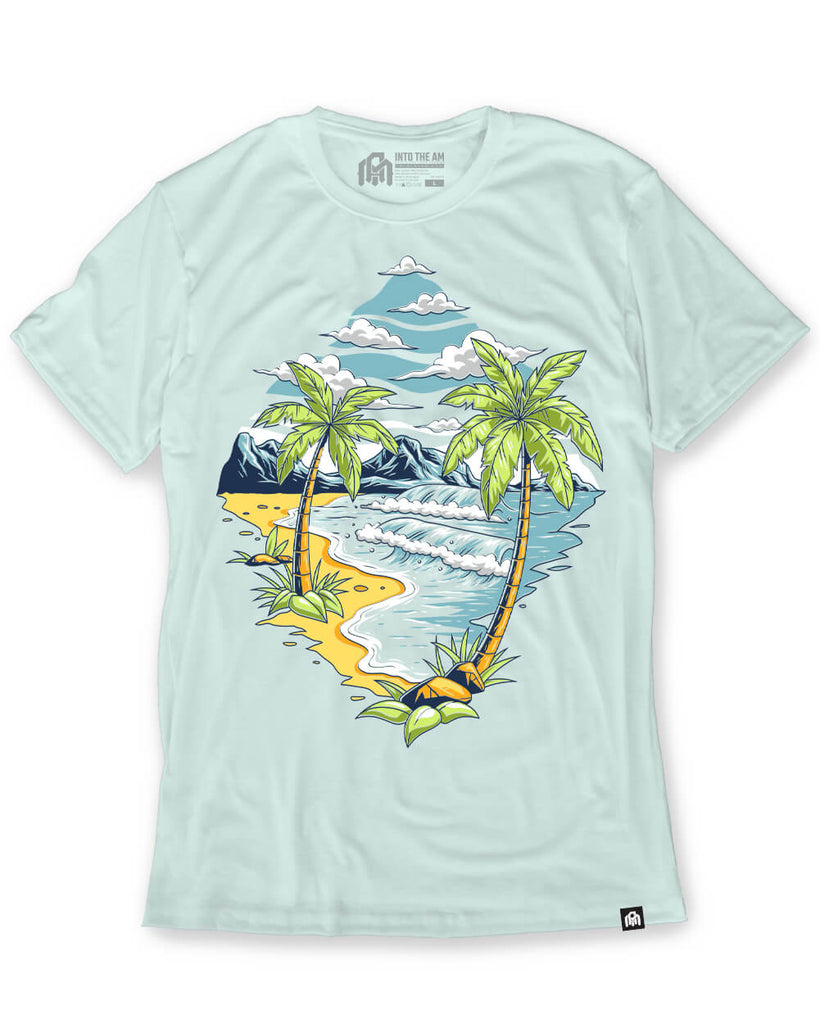 Prism Palm Tee-Light Blue-Front