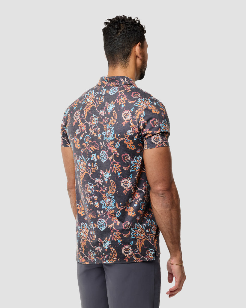 Pursuit Performance Polo-Black Floral-Regular-Front--Back---L