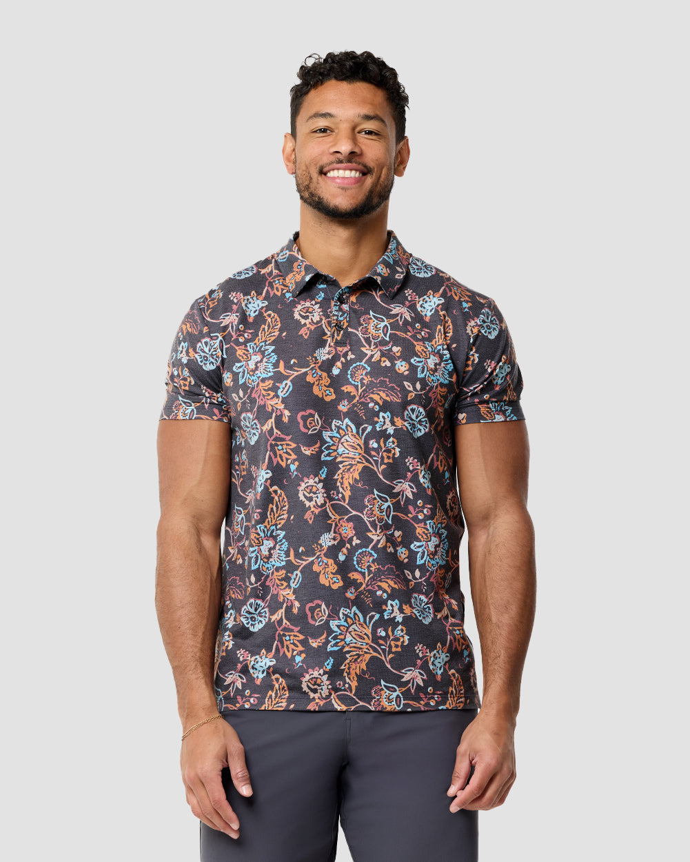 Pursuit Performance Polo-Black Floral-Regular-Front--Nico---L
