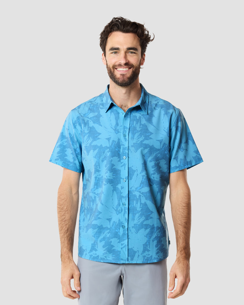 Relaxed Button Up - Non-Branded-Blue Abstract Floral-Regular-Front--Clayton---M