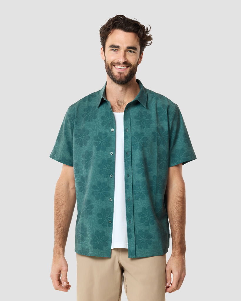 Relaxed Button Up - Non-Branded-Green Floral-Regular-Front--Clayton---M