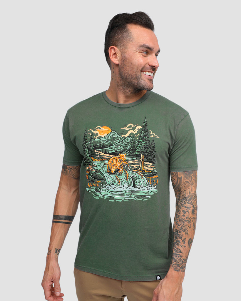 Salmon Bounty Vintage Tee-Vintage Royal Pine-Regular-Front--Zach---L