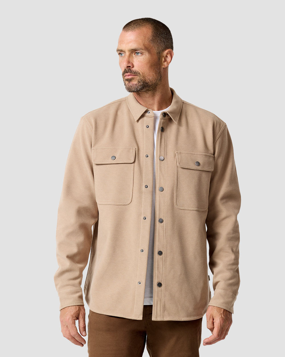 Sierra Shirt Jacket-Beige-Regular-Front--Model---L