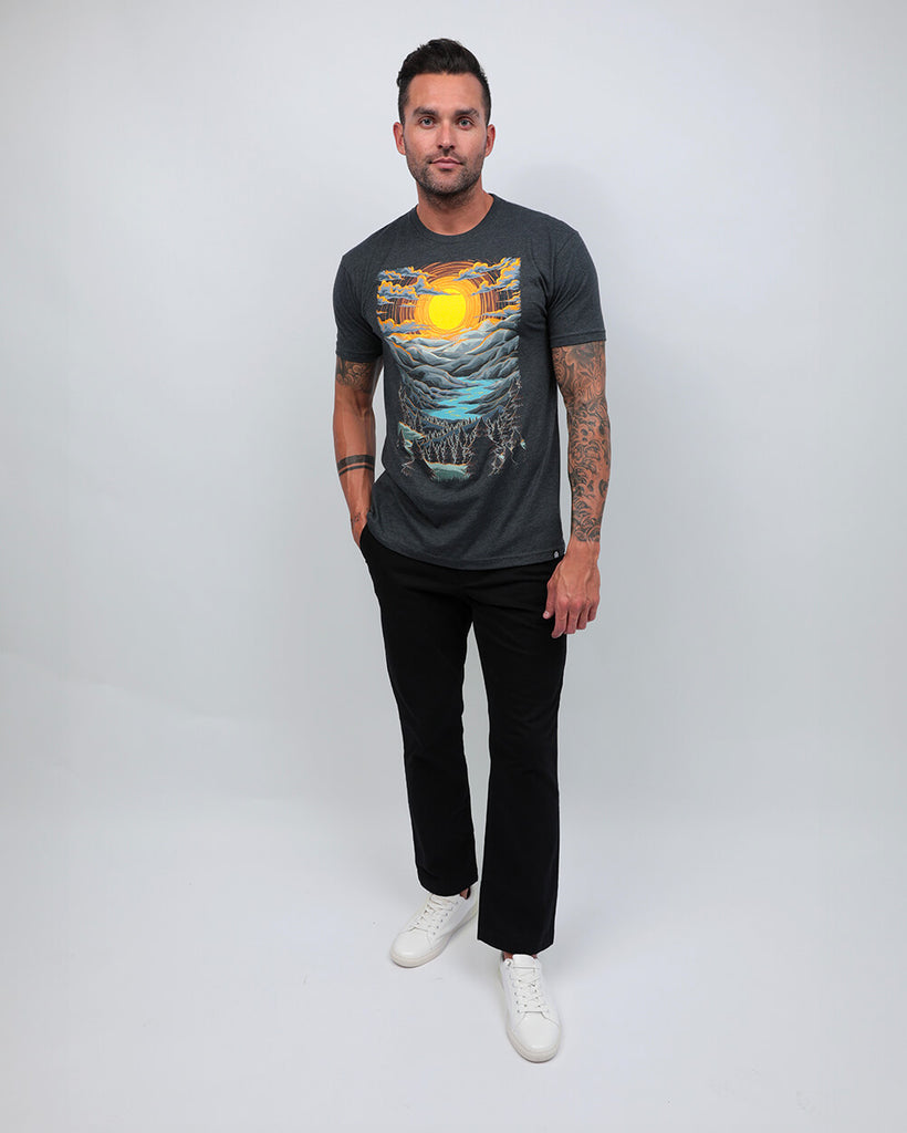Sunset Serenity Tee-Charcoal-Full--Zach---L