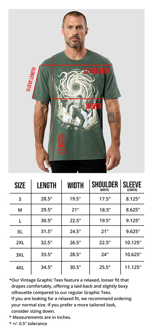 Vintage Graphic Tees Size Chart
