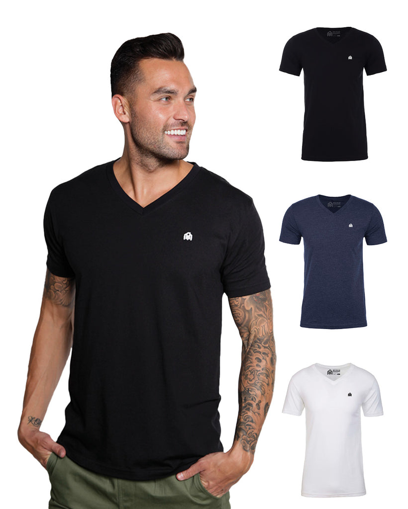 V-Neck Tee 3-Pack - Branded-Black/Navy/White