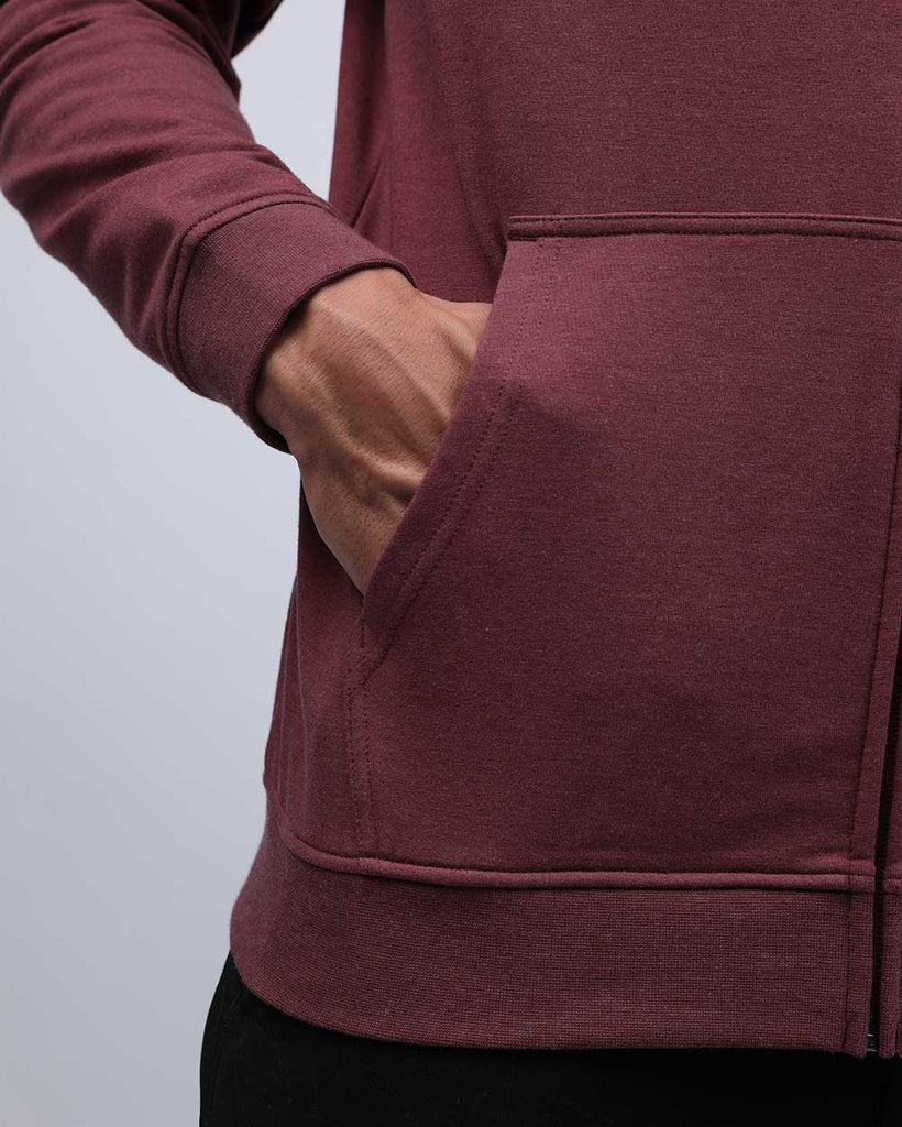 Zip-Up Hoodie - Non-Branded-Maroon-Detail1