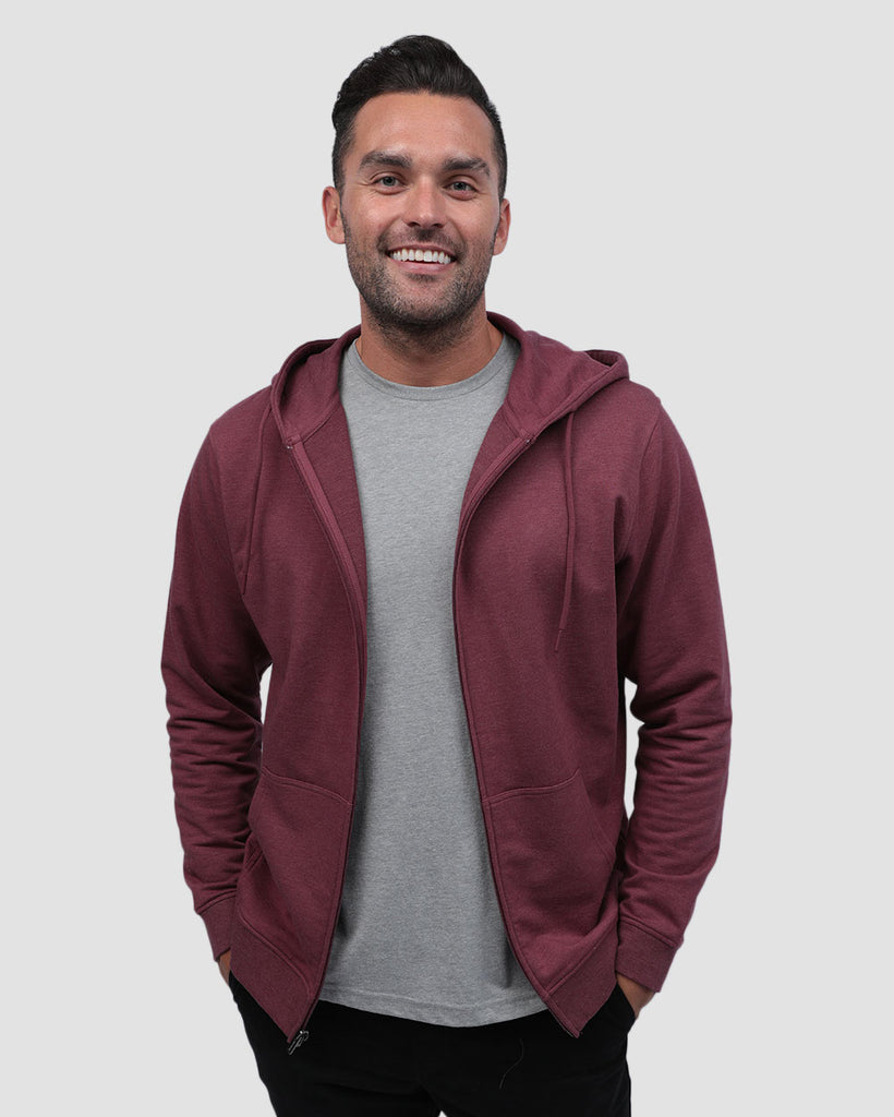 Zip-Up Hoodie - Non-Branded-Maroon-Front2--Zach---L