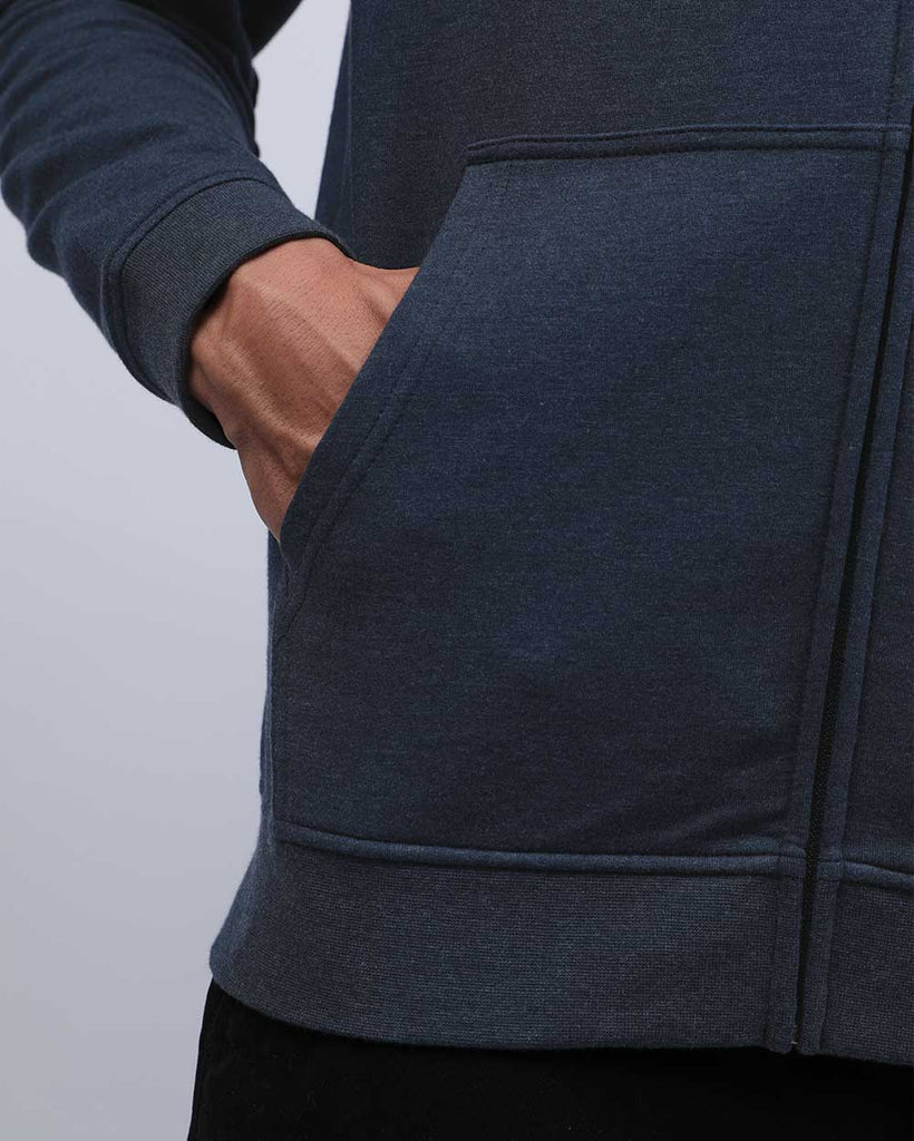 Zip-Up Hoodie - Non-Branded-Navy-Detail1