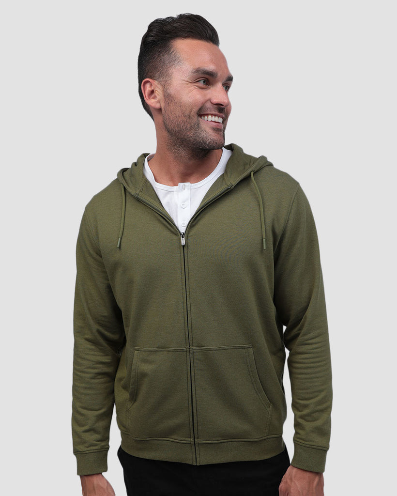 Zip-Up Hoodie - Non-Branded-Olive Green-Front1--Zach---L