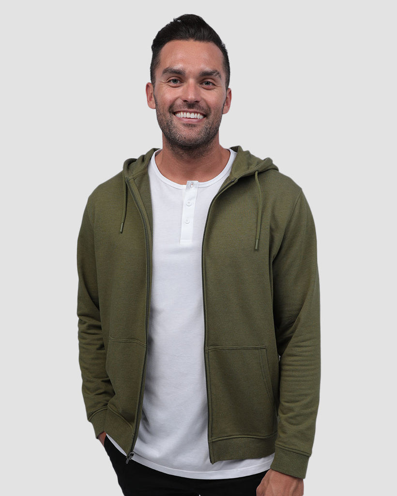 Zip-Up Hoodie - Non-Branded-Olive Green-Front2--Zach---L