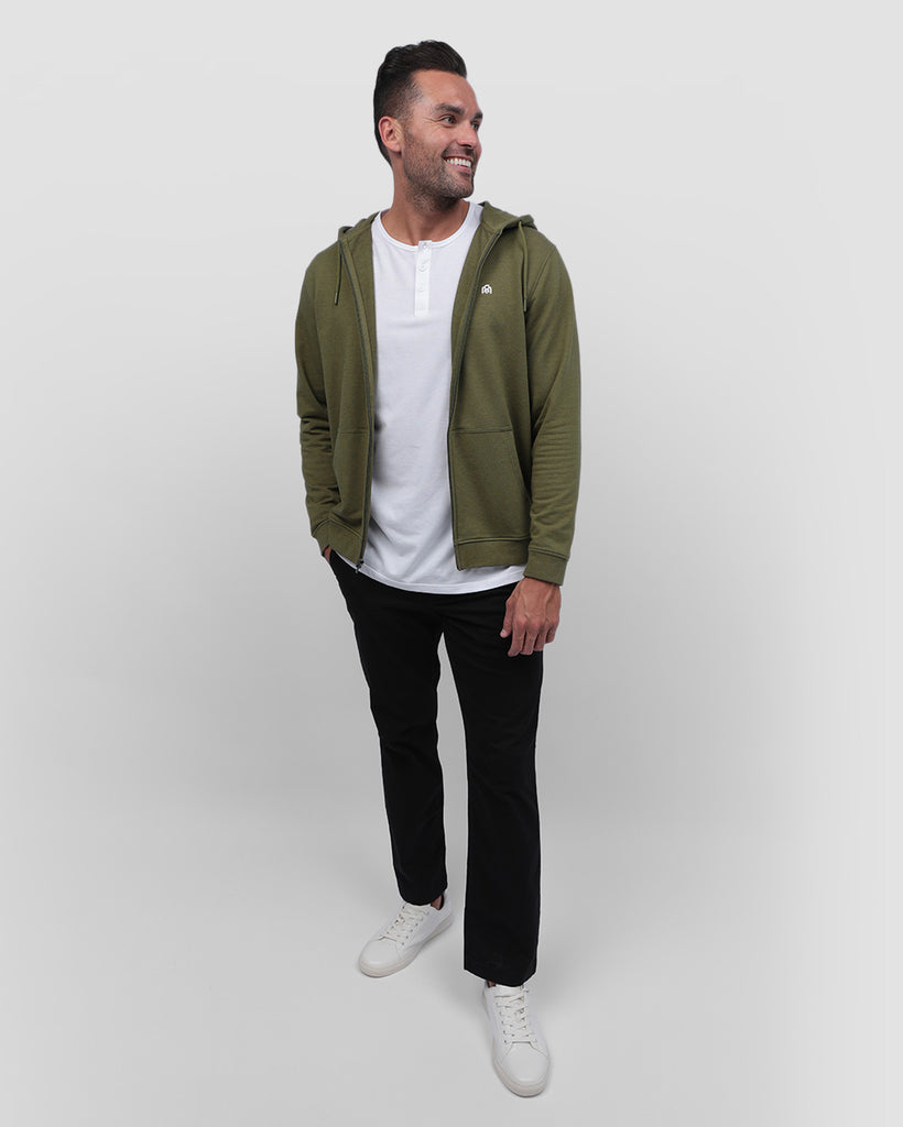 Zip-Up Hoodie - Branded-Olive Green-Full--Zach---L