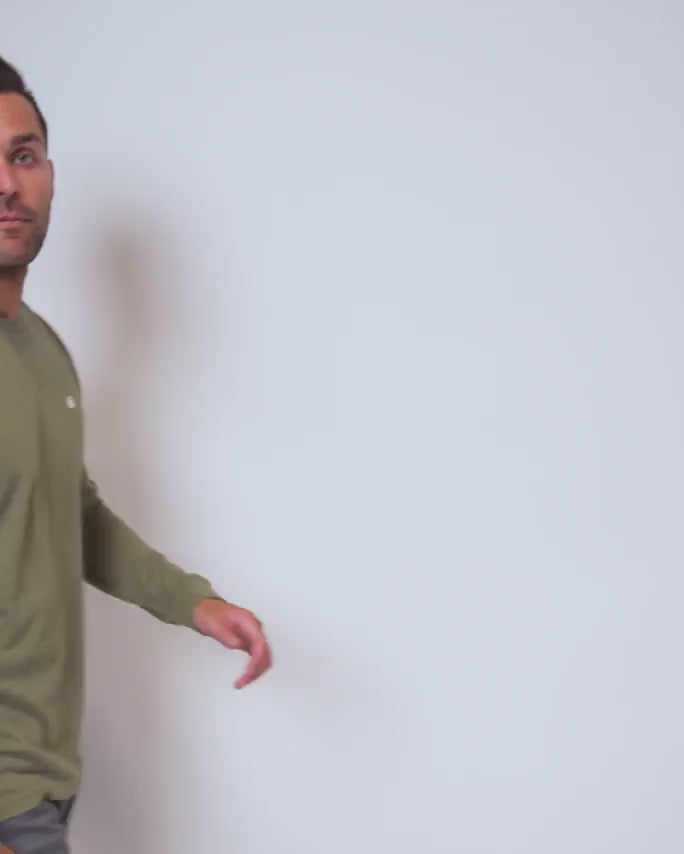 Basic Long Sleeve Tee-Olive Green-Video--Zach---L