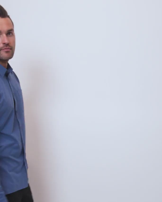 Long Sleeve Button Up-Cool Blue-Video--Zach---L