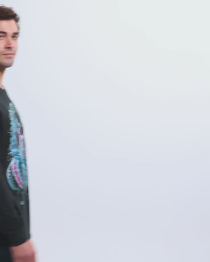 Gleaming Octo Glow-in-the-Dark Long Sleeve Tee-Black-Regular-Video--Model---L