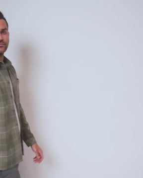 Long Sleeve Flannel-Plaid Olive Green-Video