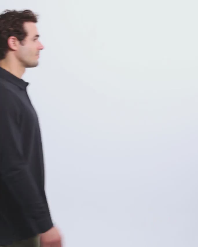 Long Sleeve Polo - Non-Branded-Black-Regular-Video--Model---L