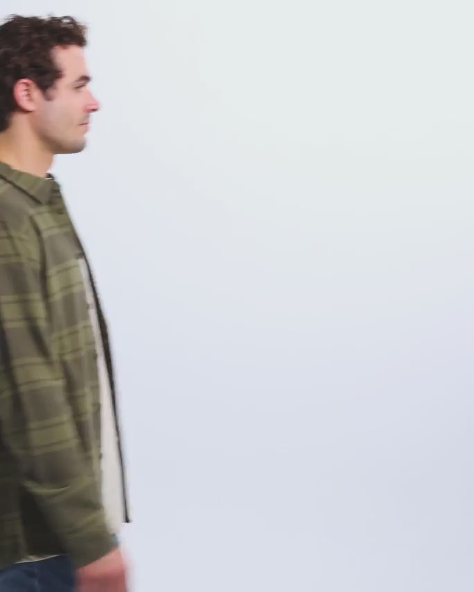 Fairbanks Flannel-Dark Olive-Regular-Video--Model---L