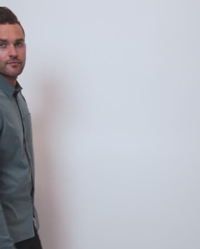 Long Sleeve Button Up-Indigo-Video--Zach---L