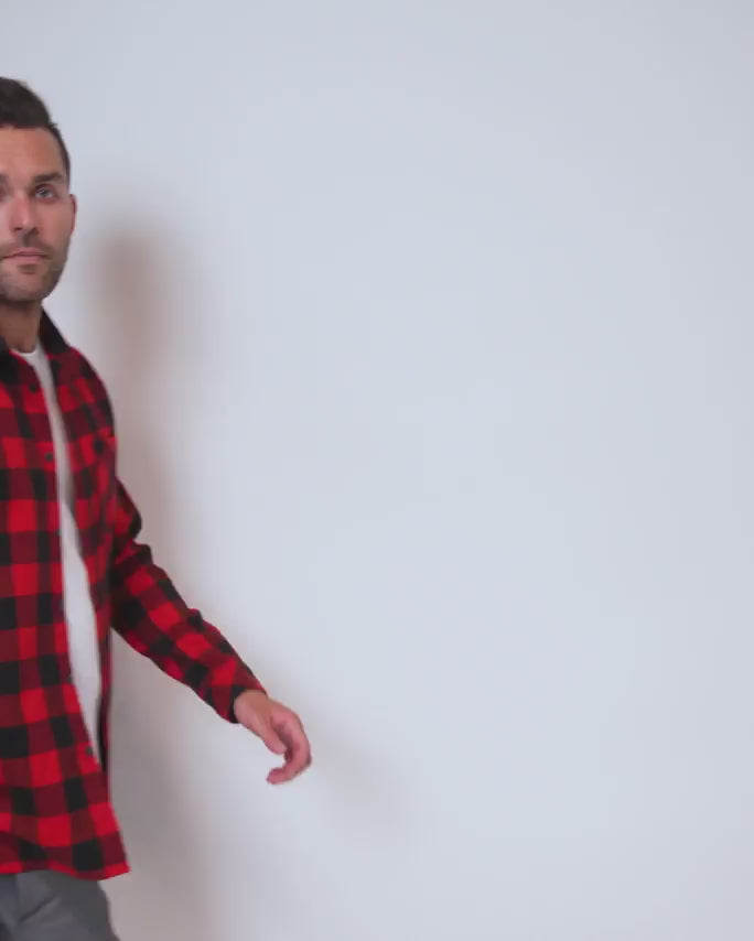 Long Sleeve Flannel--Checker Black/Red-Video