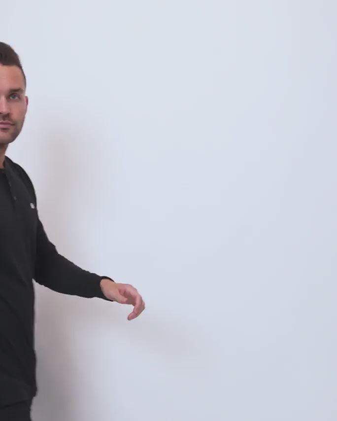 Long Sleeve Henley - Branded Black-allskus