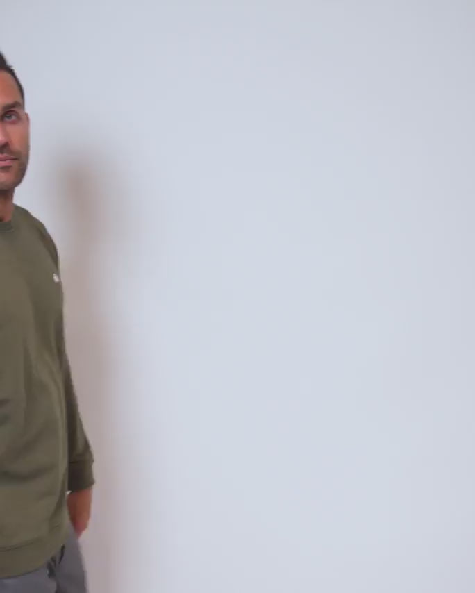 Crewneck Sweatshirt - Branded-Olive Green-Video--Zach---L