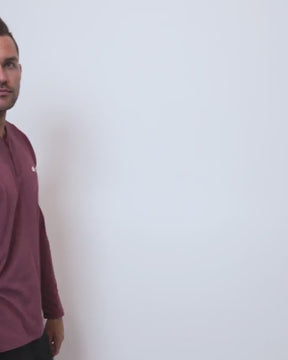 Long Sleeve Henley Tee - Branded-Maroon-Video