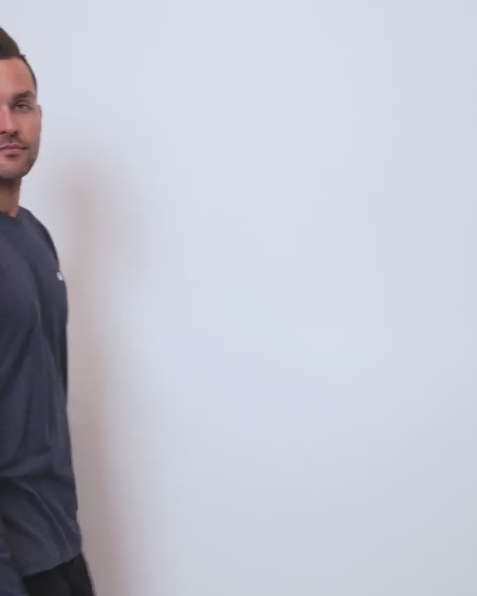 Basic Long Sleeve Tee-Navy-Video--Zach---L