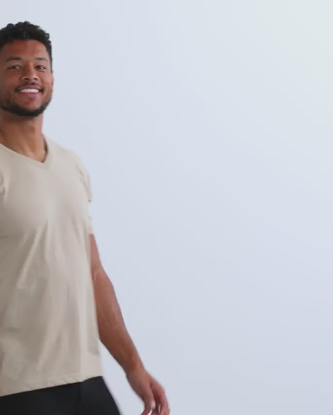 V-Neck Tee - Non-Branded-Heather Tan-video
