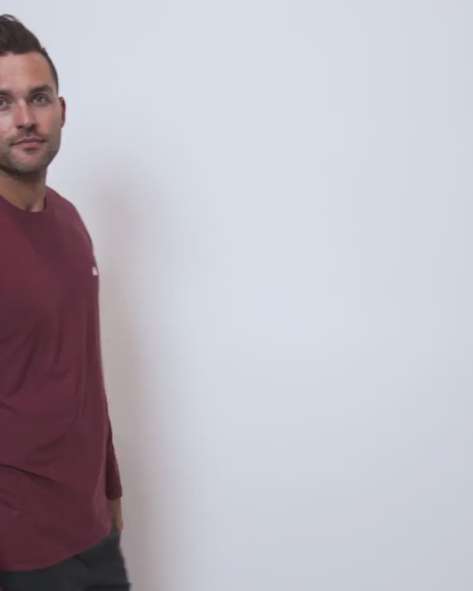 Long Sleeve Active Tee - Branded-Maroon-Video--Zach---L