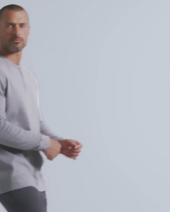 Long Sleeve Waffle Knit Henley-Grey-Grey--Model---M-Regular