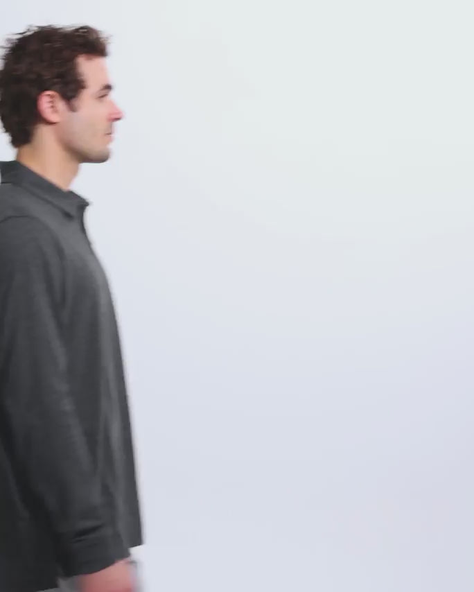 Long Sleeve Polo - Non-Branded-Charcoal-Regular-Video--Model---L