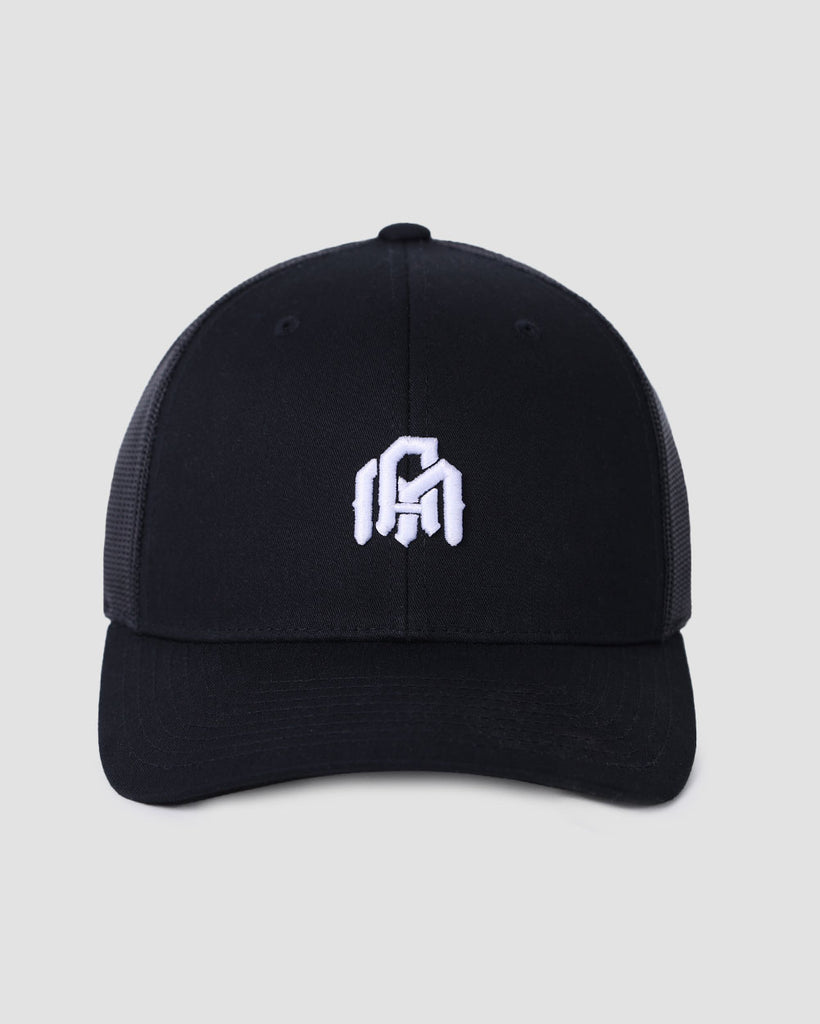 Basic AM Trucker Hat-Black-Front