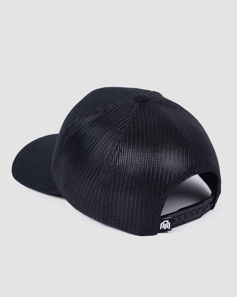 Basic Label Trucker Hat-Black-Back