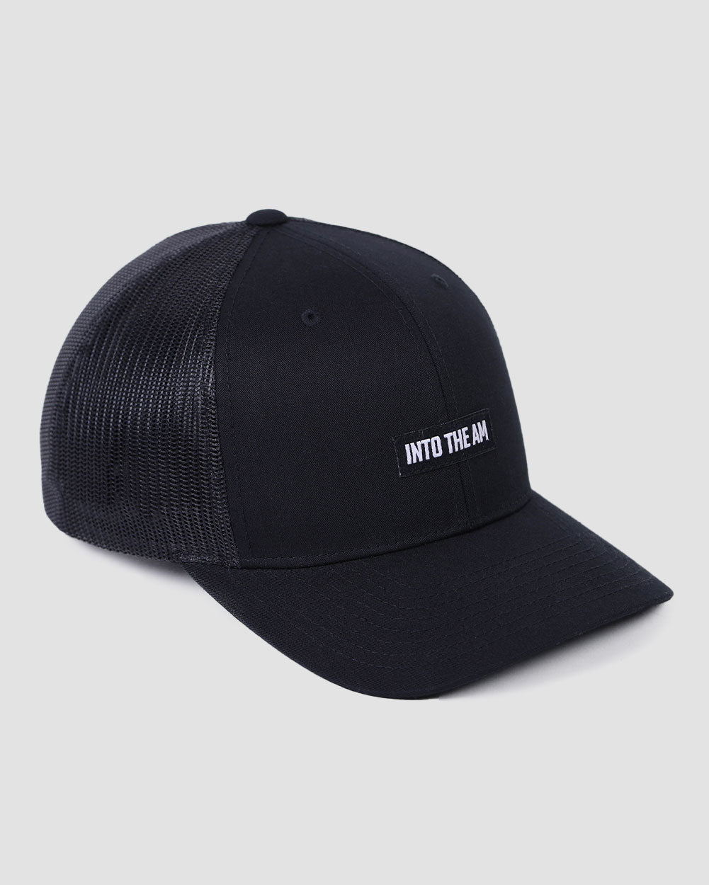Basic Label Trucker Hat-Black-Side