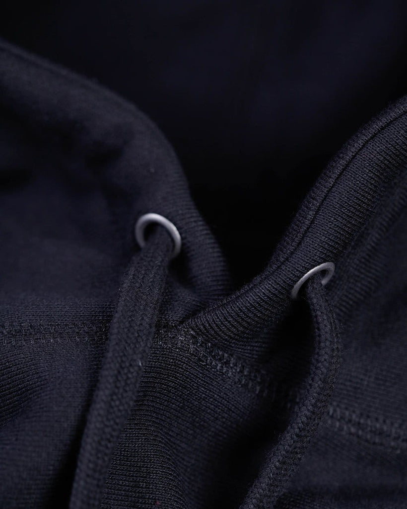 Basic Heavyweight Pullover Hoodie-Black-Detail