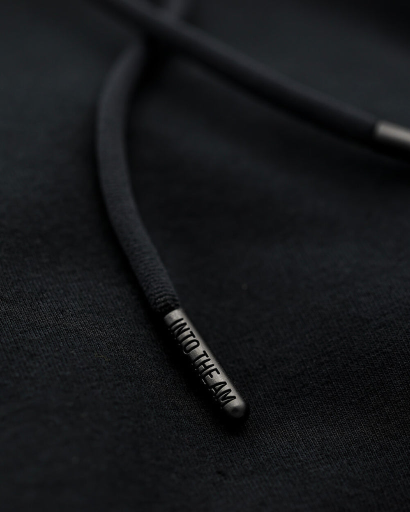 Pullover Hoodie (Hidden Pocket) - Branded-Black-Detail Drawcord