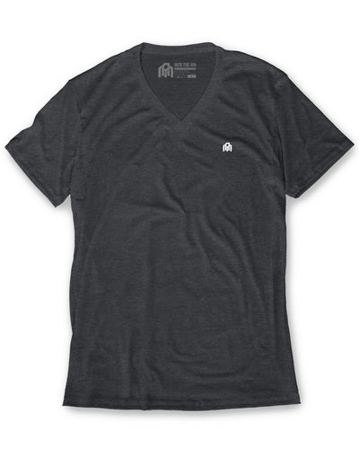 Basic V-Neck Tee-Charcoal-Front